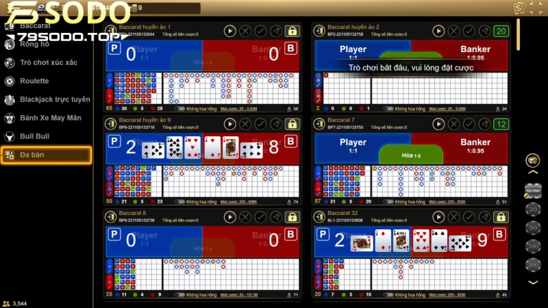 Chơi đa bàn tại Casino online 79Sodo